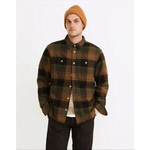Madewell Brushed Flannel Easy Long-Sleeve Asparagus Plaid